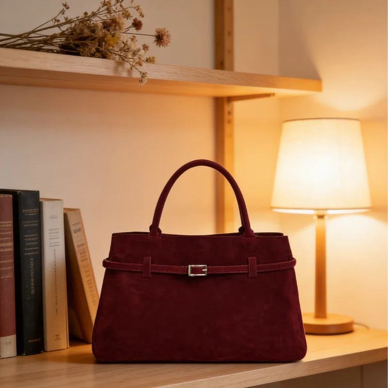 Retro Low-key Commuting Versatile Women's Handbag 2026 Fashionable Suede Shoulder Bag Solid Color High-end Velvet Bread