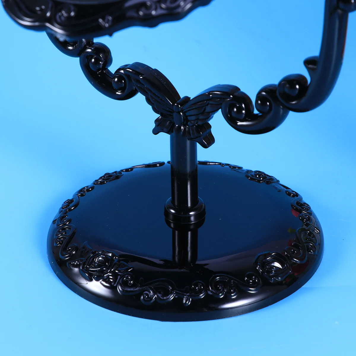 Espelho de mesa giratório vintage em relevo rosa, espelho de maquiagem de alta definição, base antiderrapante para vestir e barbear