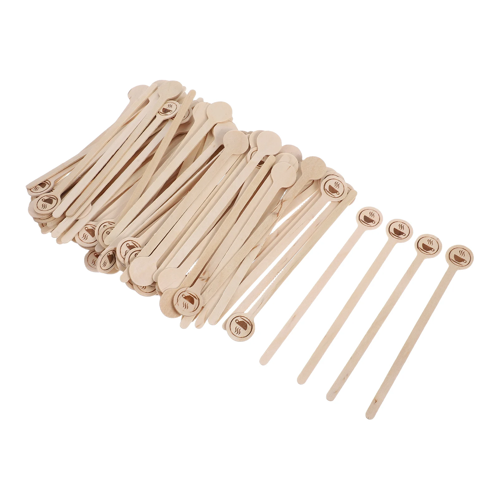 

100 pcs Wooden Coffee Stirring Sticks Beige Disposable Blender Accessories Mixer Swizzle Cocktail Stirrers