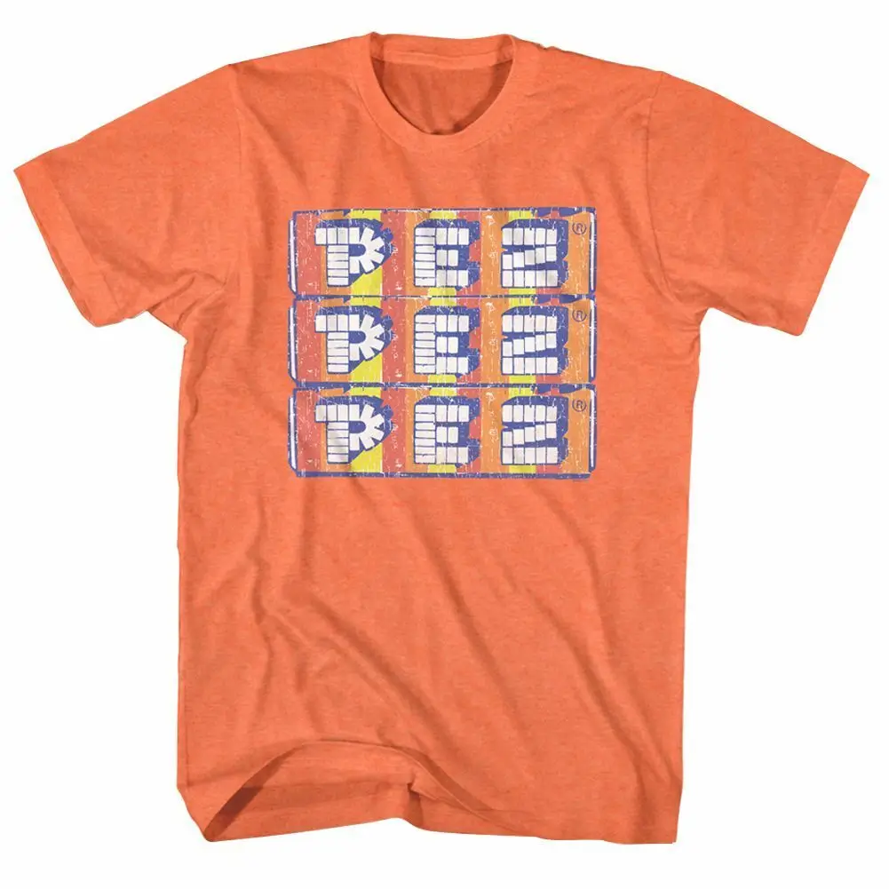 Pez Stacked Pez Bright Orange Heather Adult T-Shirt