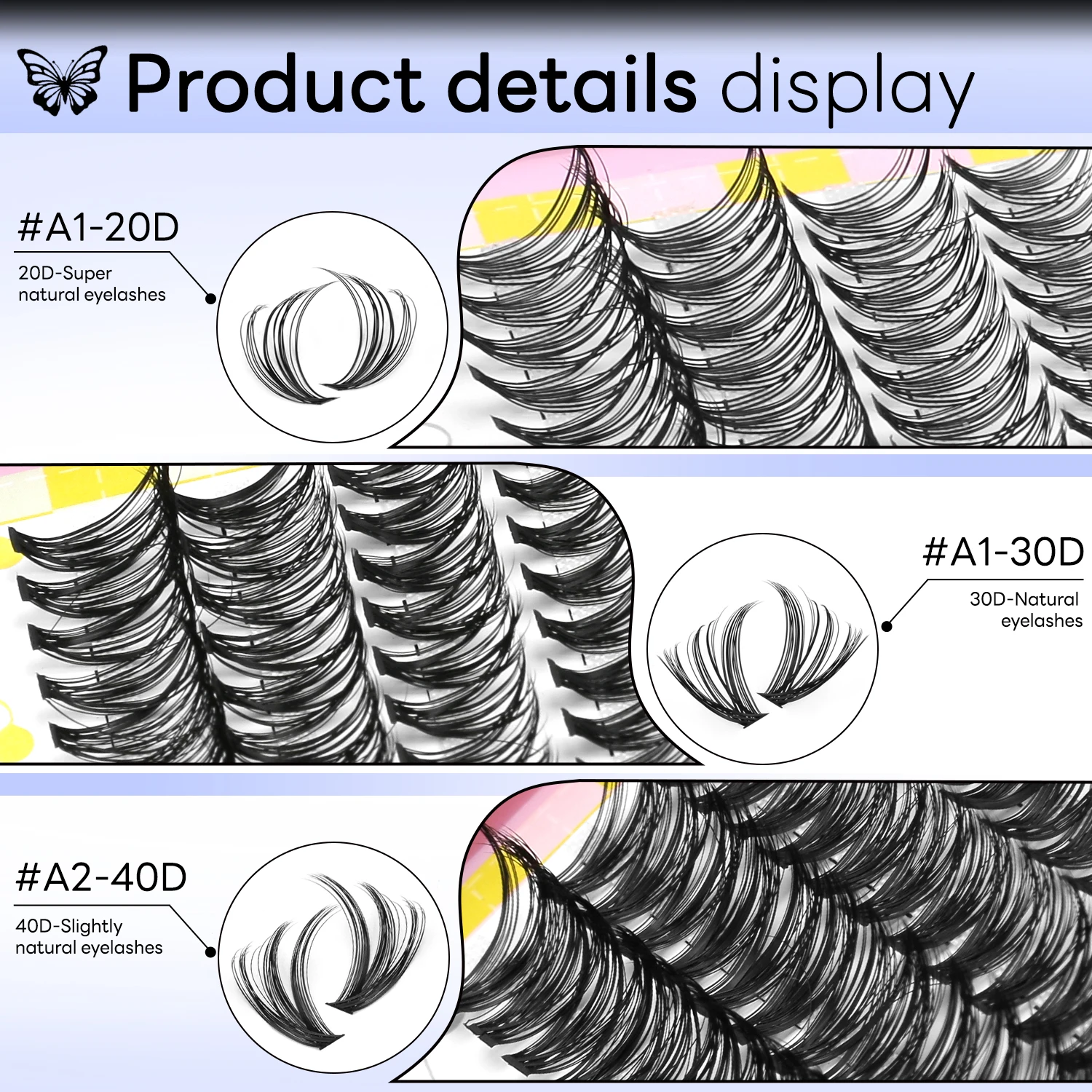 Zestaw do przedłużania rzęs GROINNEYA, rzęsy w kępkach, wodoodporne, mocne, do samodzielnego przedłużania, klej i utrwalacz do rzęs, pęseta do rzęs, makijaż