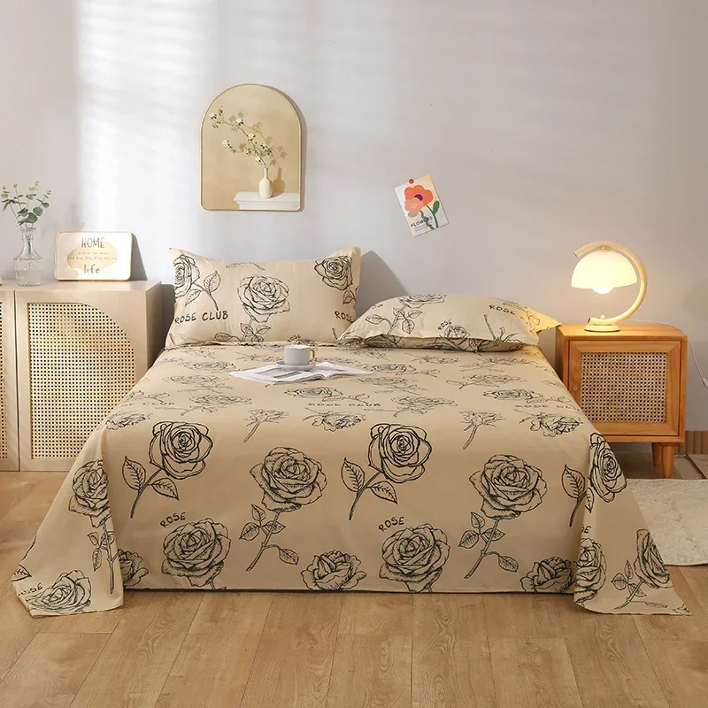 

Rose Bed Sheets Set Vintage Floral Flat Sheet Sets Farmhouse Elegant Flowers Bedding Soft Women Girls Bedding Bed Linen 3Pcs