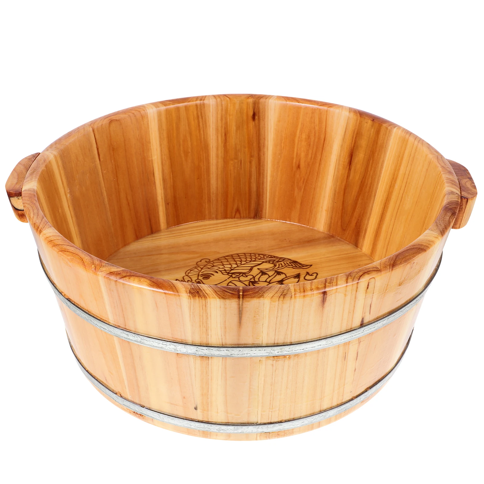 Solid Wood Foot Bath Bucket Spa Basin Portable Foot Washing Basin Reusable Foot Bath Barrel For Household Sauna Rooms