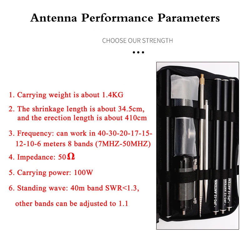 100W Deluxe Edition Field Portable Shortwave Antenna 8 Band Balcony Stand Antenna