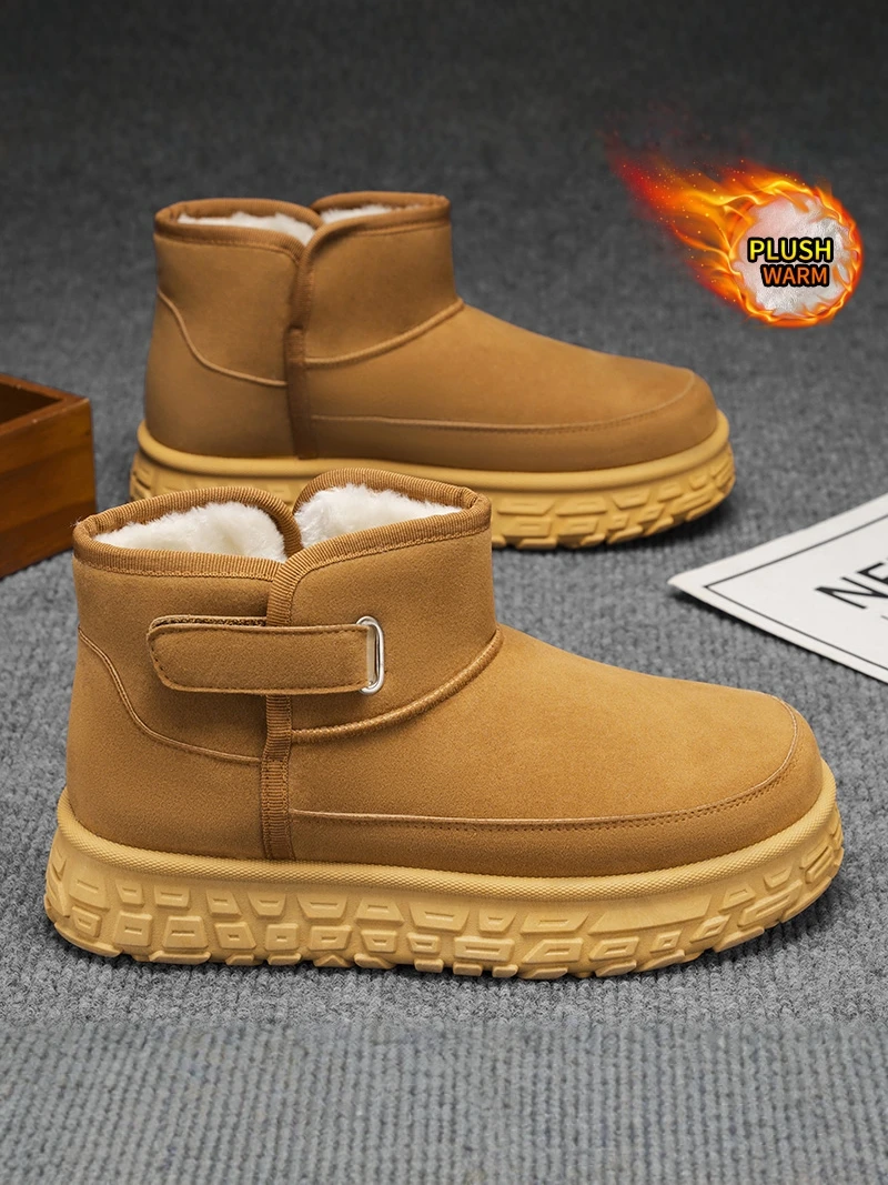 

Northeast Men's Snow Boots Winter Waterproof Anti-slip Fur Leather Integrated Warmth Bread Boots Thickened Warmth Fashion Sno...