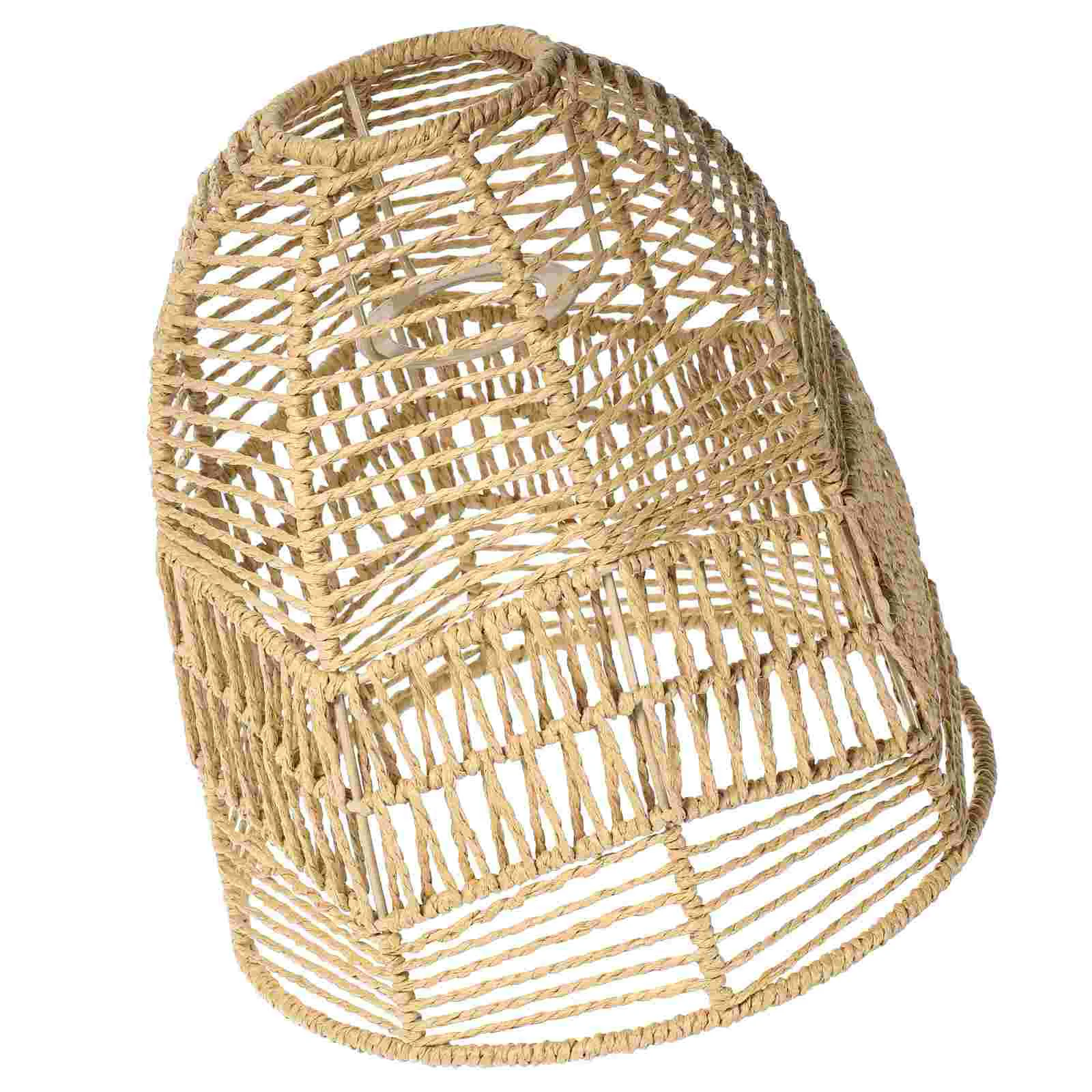 Bohemian Decor Paper Rope Lampshade Basket Light Shell Cover Khaki Vintage Style Chinese