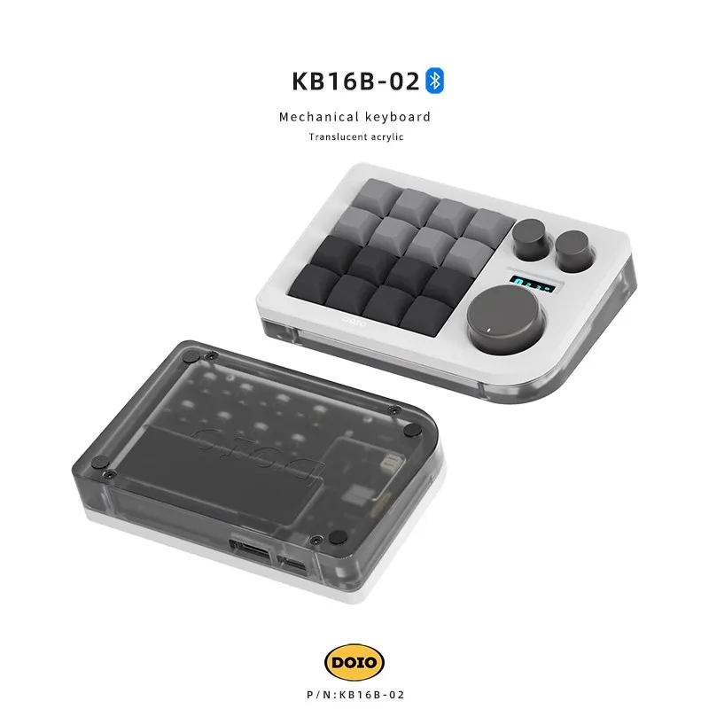 DOIO KB16B-02 Teclado mecánico inalámbrico Bluetooth dos modos con perilla 16 teclas diseñador Mini teclado personalización regalos