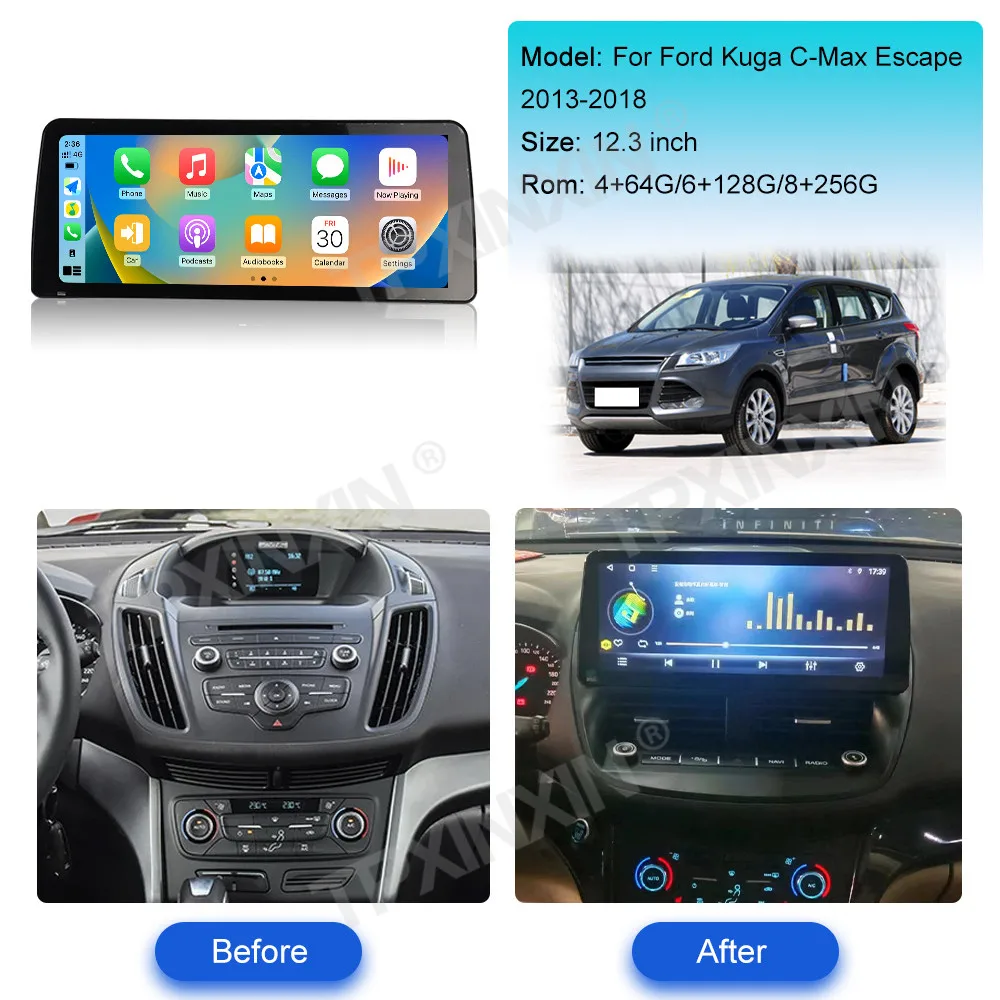 For Ford Kuga C-max Escape 2012-2019 Android Car Radio 2Din Stereo Receiver Autoradio Multimedia Player GPS Navi Head Unit