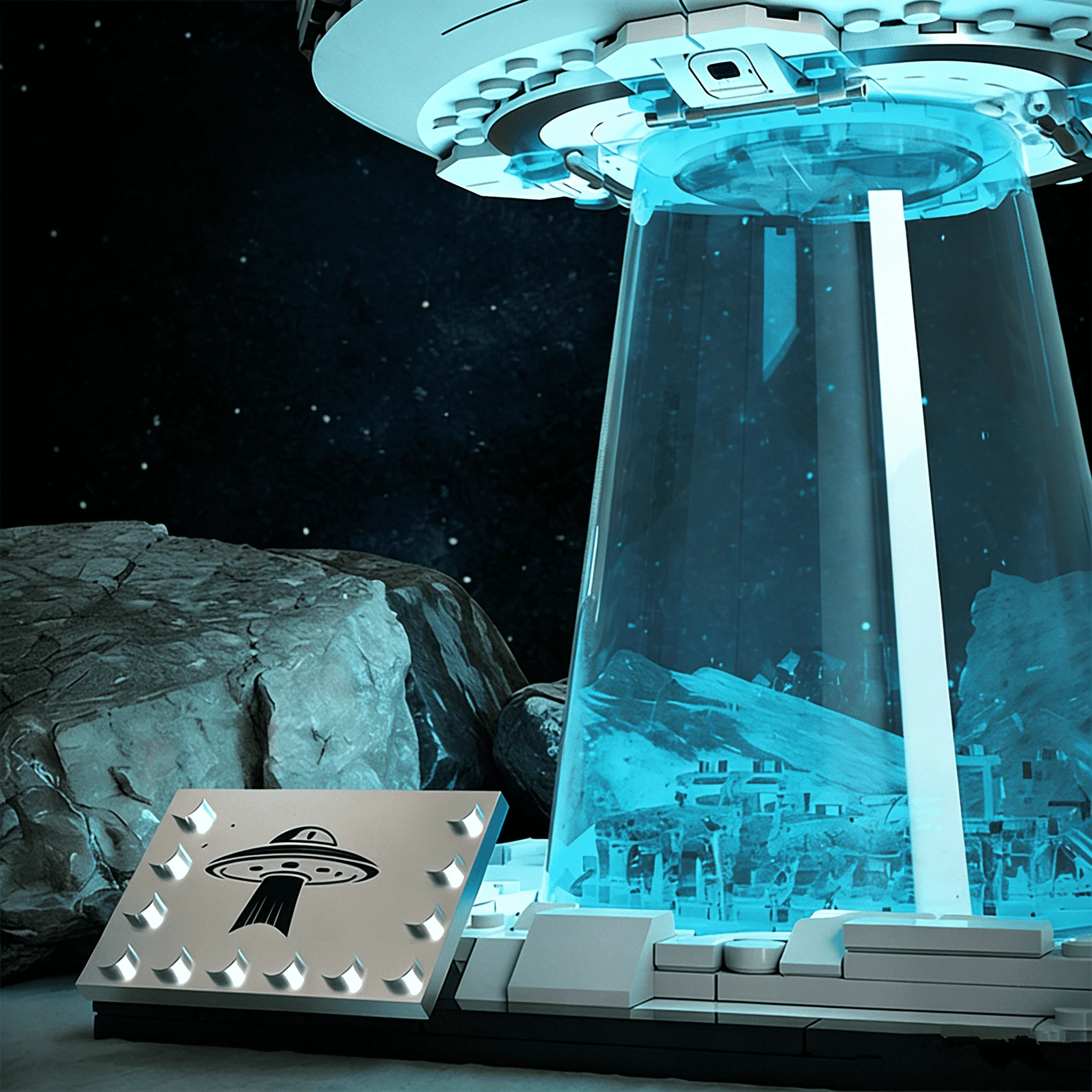 Blocs de construction de vaisseau spatial, Kit d'architecture d'éclairage UFO spatial, modèle d'astronaute spatial extraterrestre, jouet pour enfants