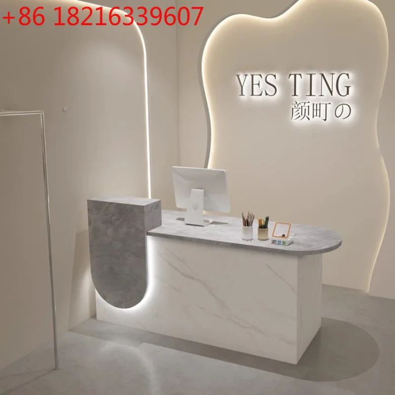 YAO customized  Desk For Saloncounter Reception Podium Cashier Reception Desk Beauty  Recepcion Mostrador Office Furniture