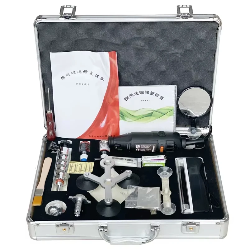 

NEW Car Front Windshield Repair Set Crack Repair Professional Accessories Toolbox Stainless Steel Vacuum Glue Pump