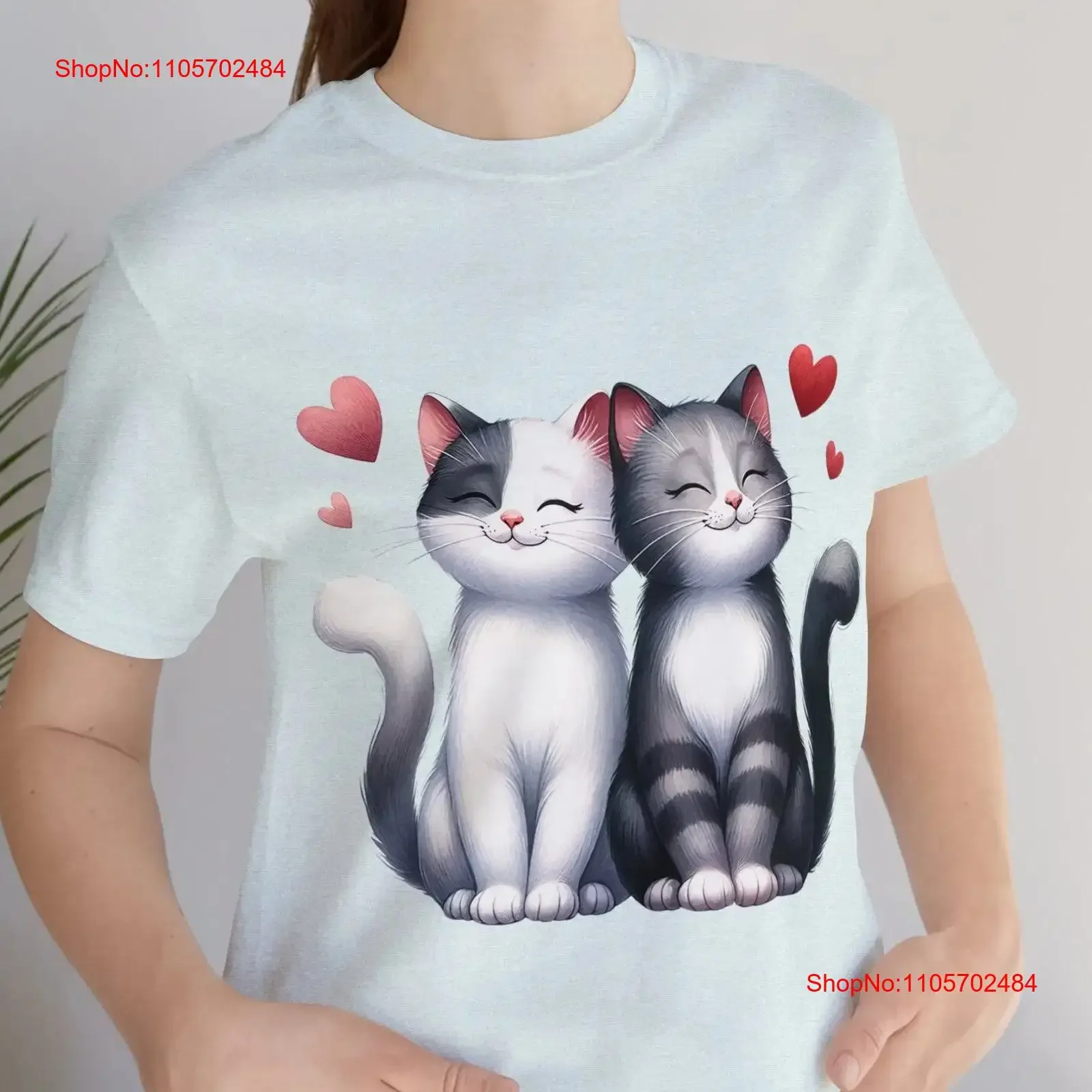 Unique Watercolor Cats Hearts T Shirt Perfect Valentine's Day Artistic DTG PrinT Design Love Feline Fashion Top vintage Washed