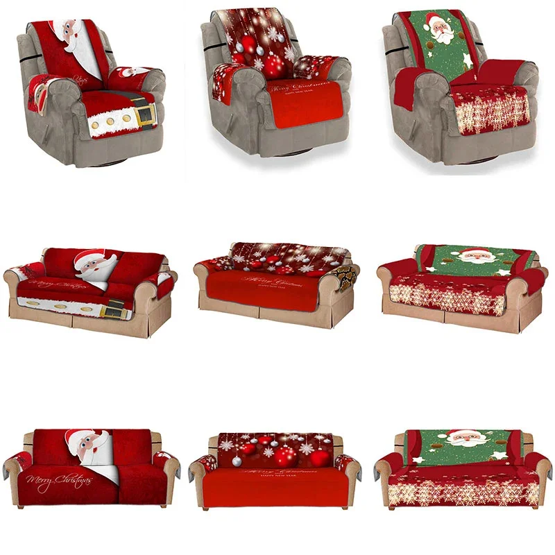 Christmas Decor Festive Living Room 1/2/3/ Seater Sofa Slipcover 3D Digital Pattern Couch Mat Sofa Covers