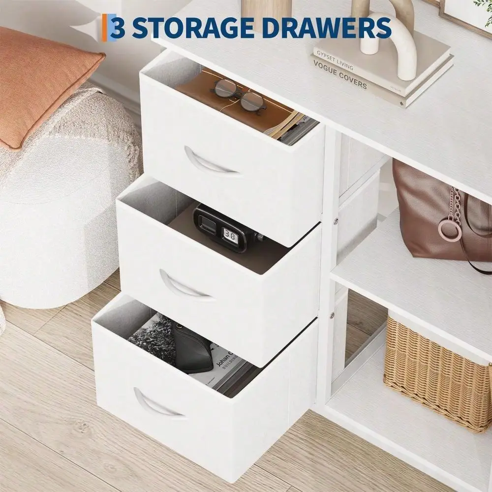 

Drawer File Cabinet With Open Shelf, Wood Printer Stand With Storage, Fabric Filing Cabinet Fits A4 Letter Size Documents For H