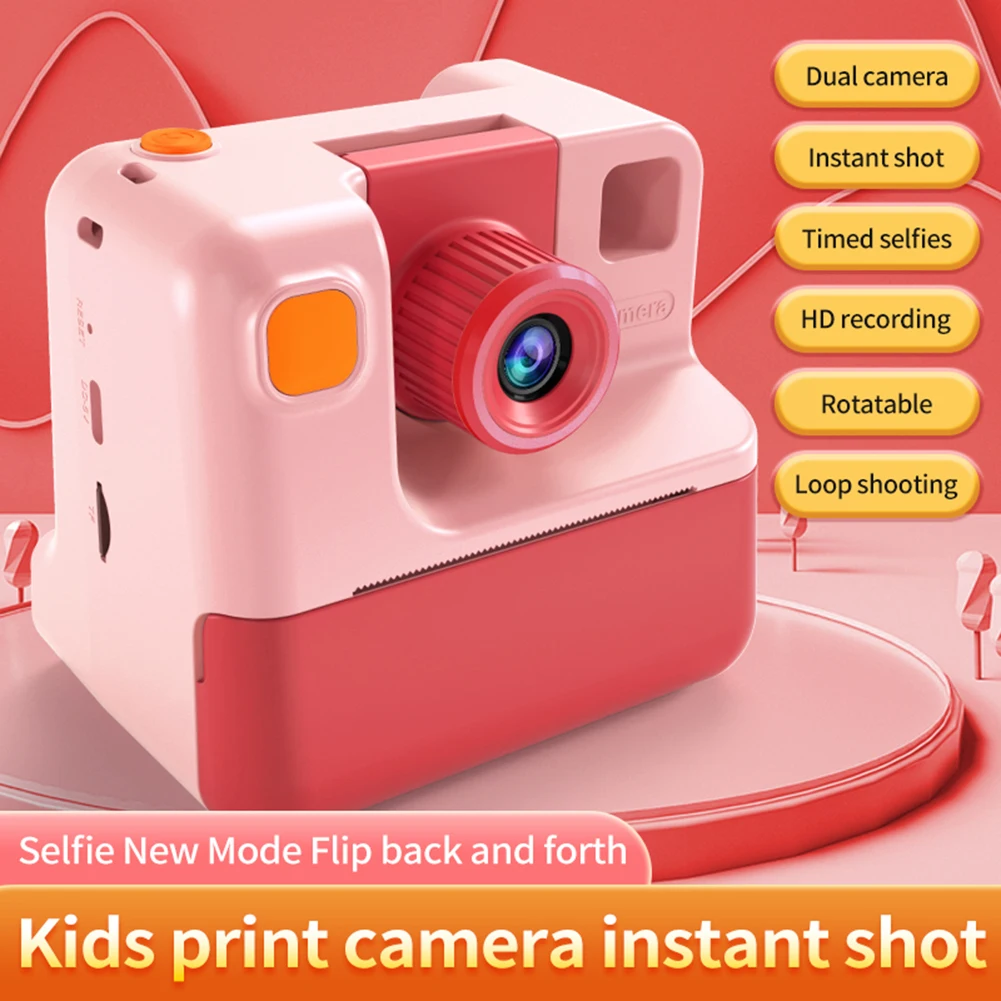 

Kids Instant Camera 1080P Kids Camera Instant Print No Ink Printing Digital Camera 180°Flip Lens For Girls Boys