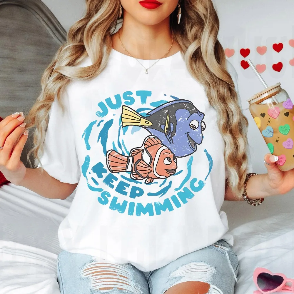 

Watercolor Vintage Nemo & Dory Just Keep Swimming T-shirt Disney Pixar Finding Nemo Matching Tee Walt Disney World Shirt