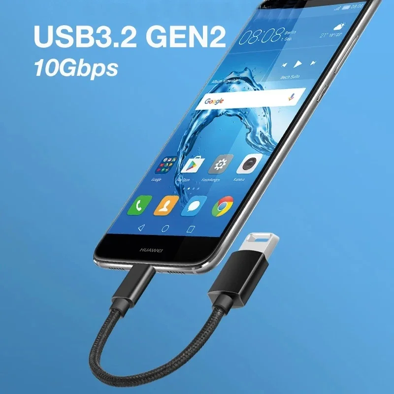 Portable OTG Adapter 10Gbps Type C to USB 3.2 Female Braided Cable for Samsung Huawei MacBook Pro Charging Data Extension Cable