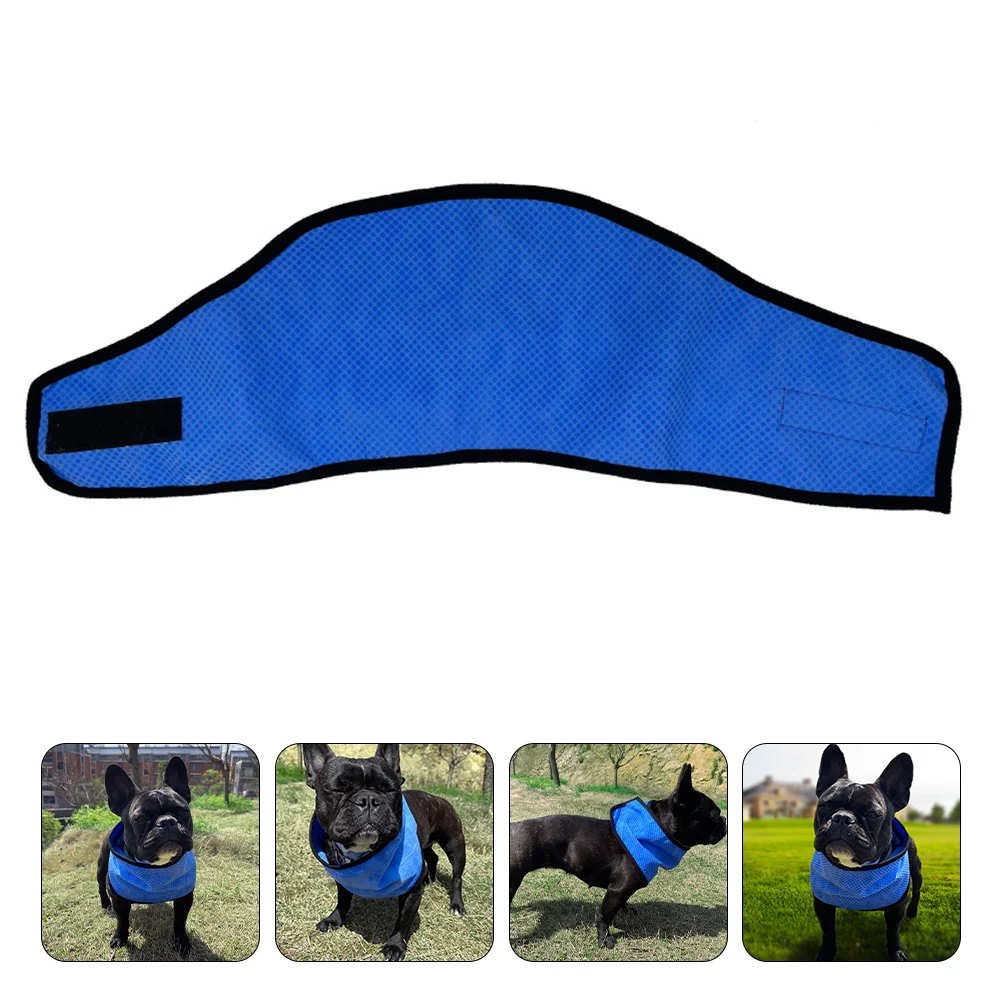 Chłodząca chusta dla psa, obroża chłodząca, francuski bandamka na lato, niebieska bandana dla szczeniaka