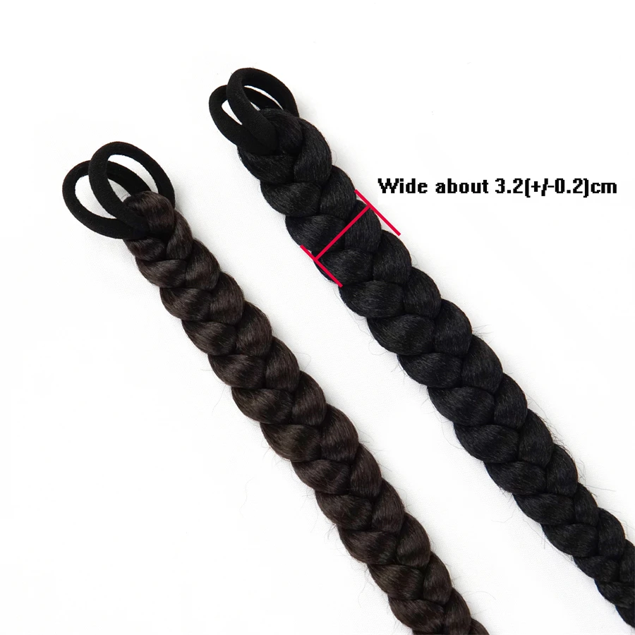 Synthetic Chignon Tail With Rubber Band Hair Ring 16 Inch Boxing Braids Crochet Braid Hair Ponytail Extensions Black Brown