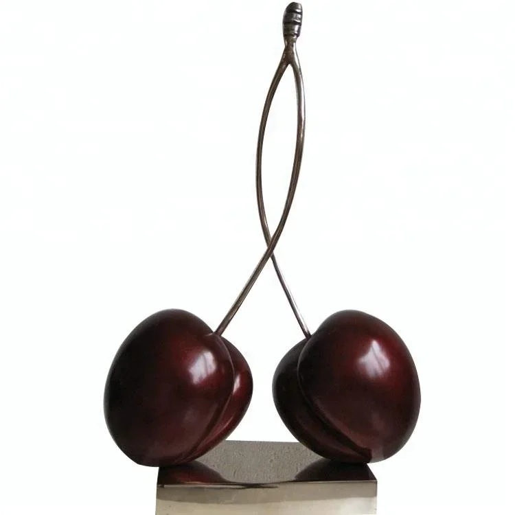 Modern metal crafts colorful cherry decoration window display art statue sculpture for interior home decoration