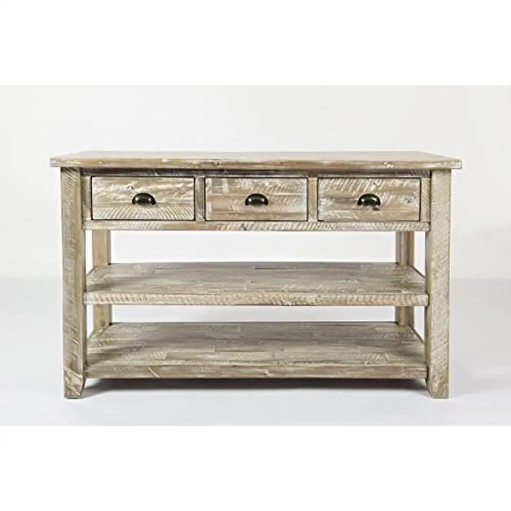 Distressed Acacia Farmhouse Console Table 50'' Solid Wood Shelf Dining Working Gaming Display Rectangular Artisan Craft.unique