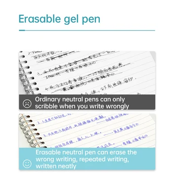Deli-Stylos gel effaçables pour l'école, fournitures de ration de posture, papeterie de rentrée scolaire, 12 pièces, 0.5mm