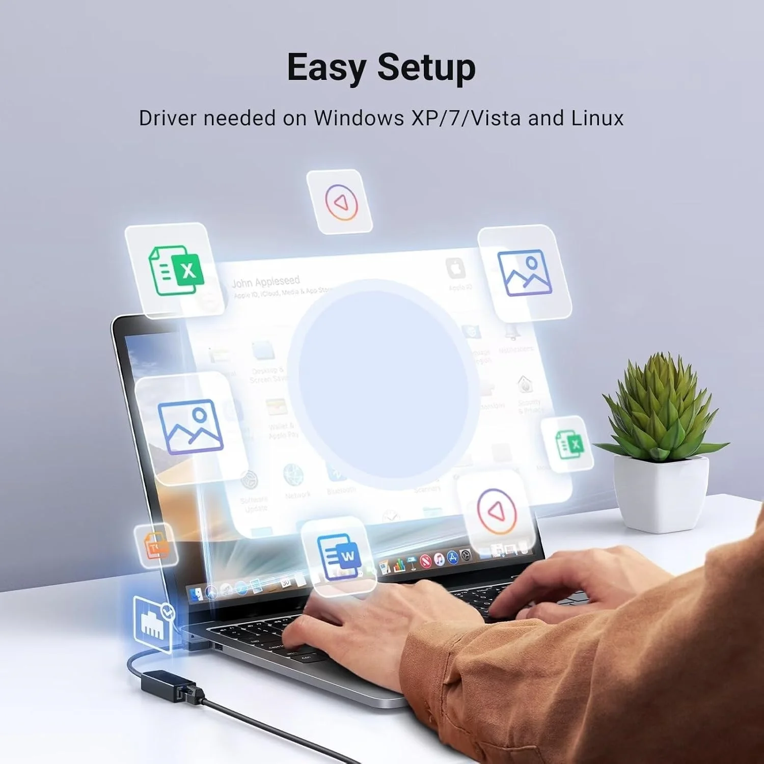 10 Buah Adaptor USB Ke Ethernet Kecepatan Tinggi - LAN RJ45 10/100Mbps untuk Laptop, Switch, MacBook, Windows, Mac, Linux