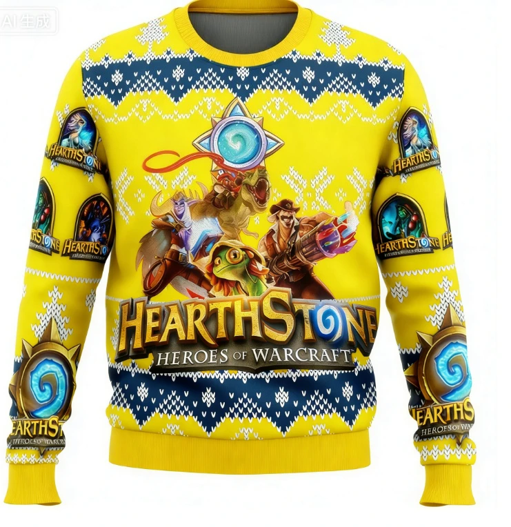 سترة بغطاء للرأس بأكمام طويلة مطبوعة ثلاثية الأبعاد من Hearth Stone Alt Ugly Christmas للرجال والنساء، سترة رياضية كاجوال للاستخدام الخارجي #5