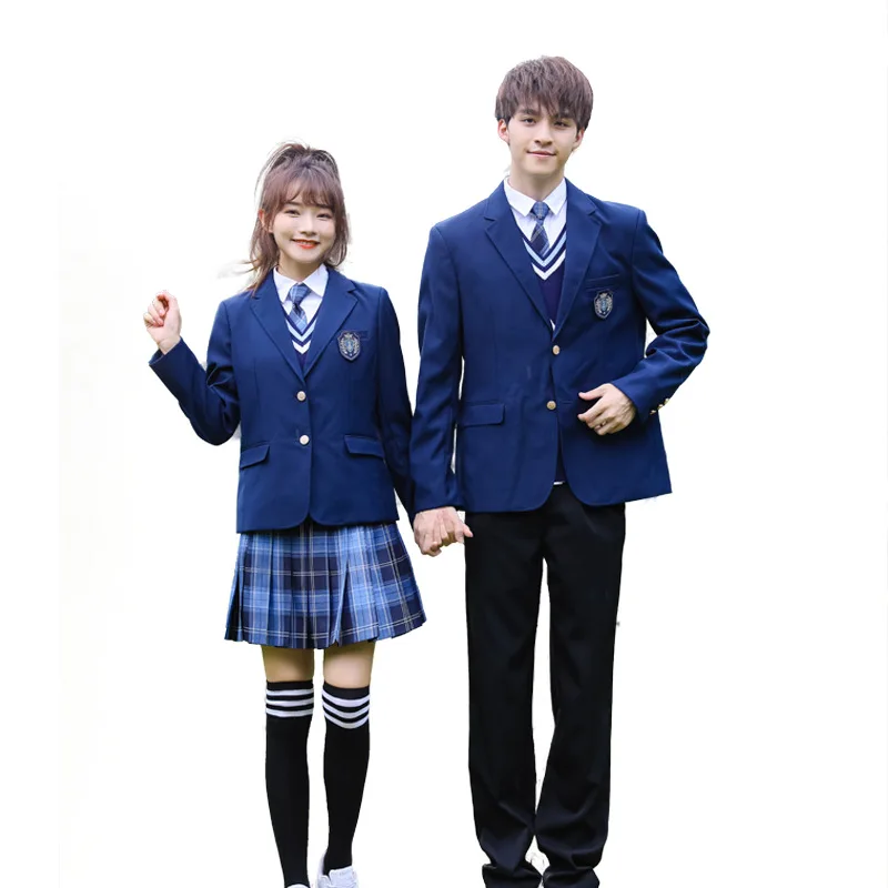 C050 Middle School Uniform British Academy Style Suit Vest Set JK Okada Skirt 6pc