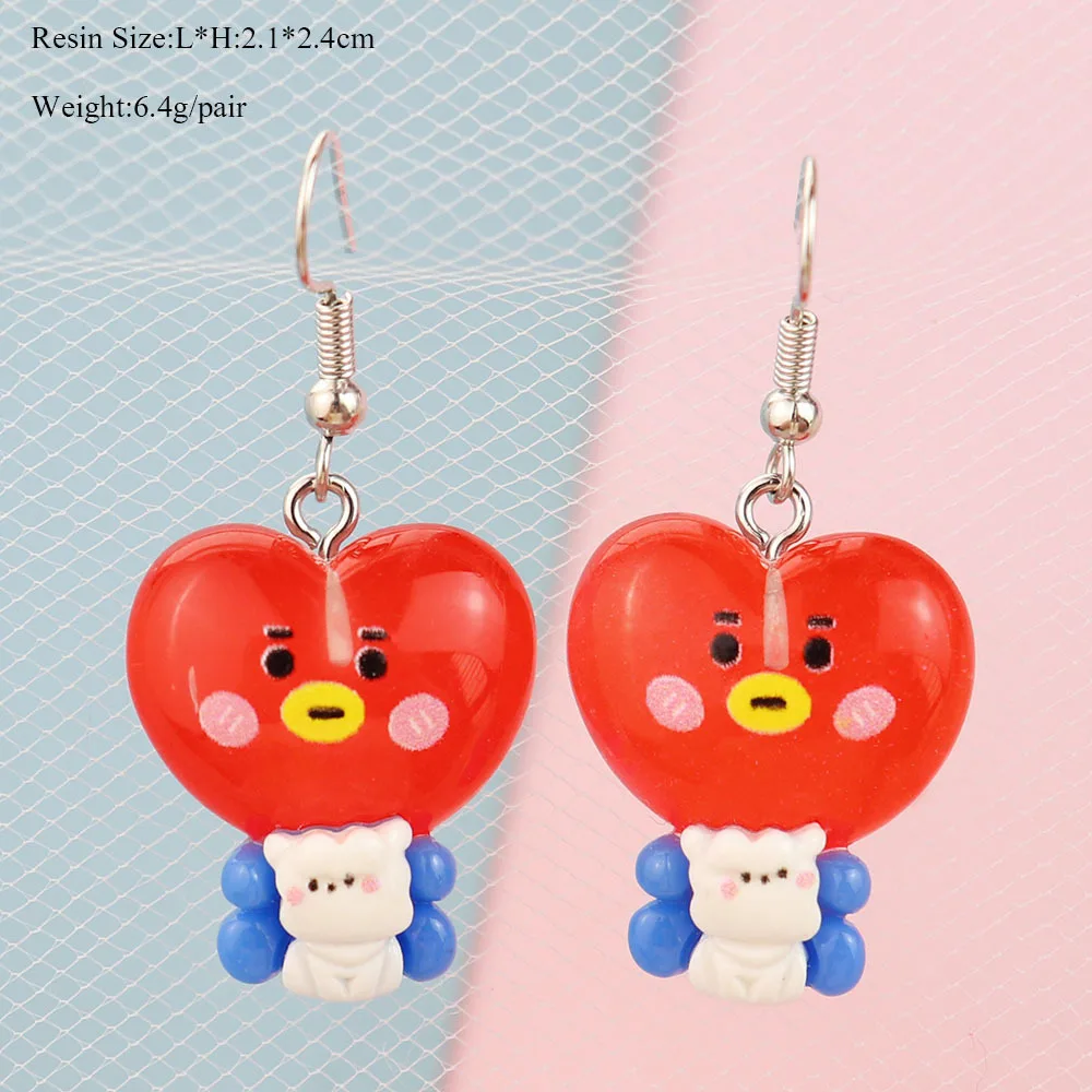 2024 Kpop Earring for Women Resin BT21 Earrings Children Jewelry Custom Made Handmade Cute Girls Candy Gift