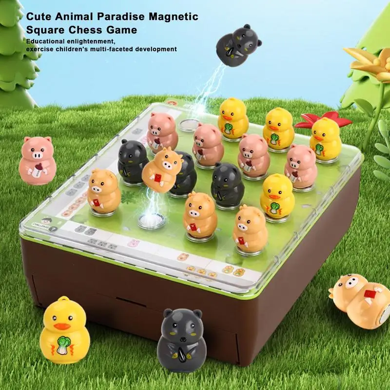 

Magnetic Chess Board Children Chess Game Unique Logical Thinking Training Magnetic Animal Phalanx Chess For Boy And Girl