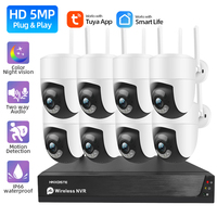 Tuya 5MP PTZ CCTV Camera Security System Kit 8CH Wireless NVR Kit Two Way Audio Wifi IP Camera Video Surveillance System Set P2P