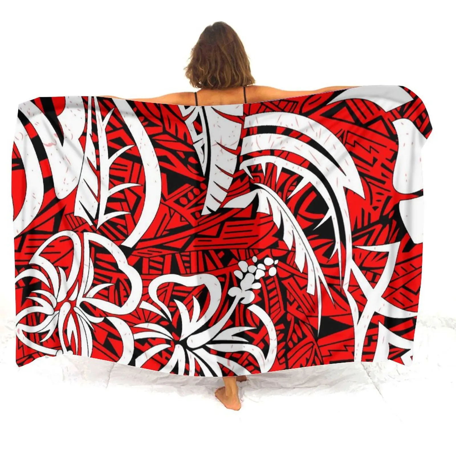 Fiji Island Style Custom Women'S Sarong Polynesian Pattern Print Summer Seaside Soft Temperament Swimsuit Shawl Sarong