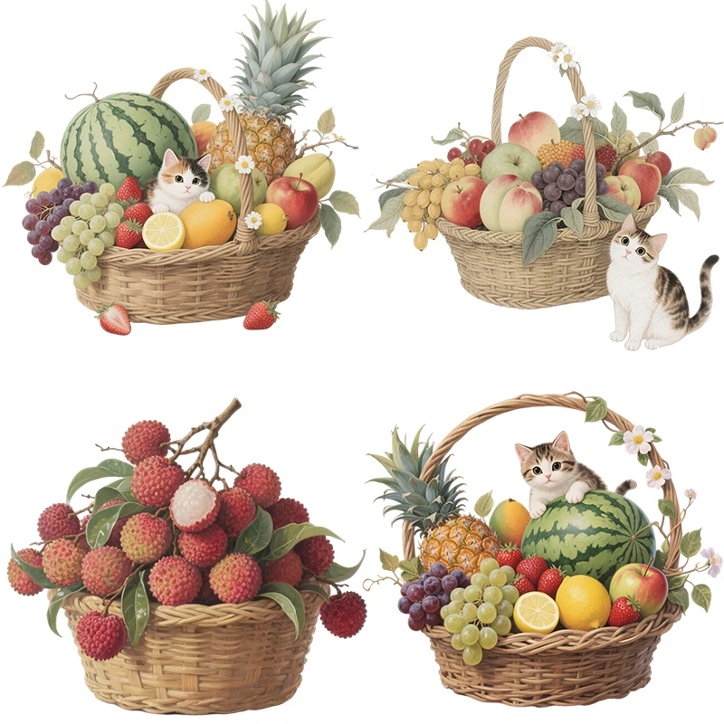 Three Ratels CEE17 Beautiful fruit basket art wall stickers for home decoration kitchen refrigerator  decals