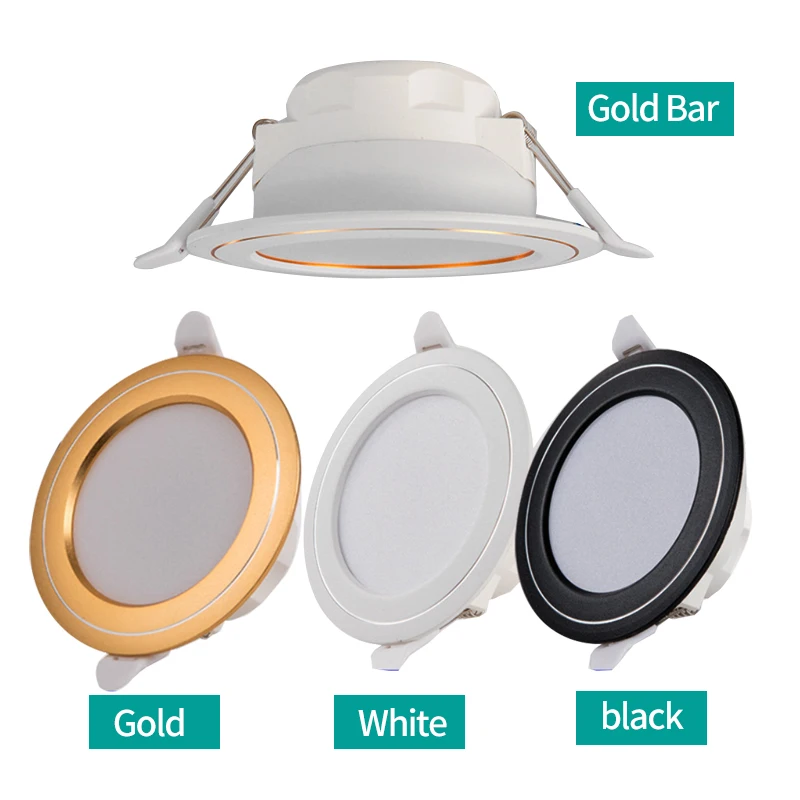 Preto e ouro buraco lâmpada led, built-in downlight para decoração de casa, simplicidade moderna, 2.5in, 6w hole75