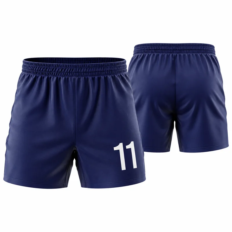 Custom Number Football Shorts Plain Navy Blue Quick Dry Elastic Waist Soccer Training Sports Shorts