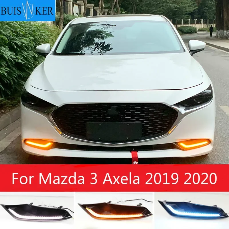 

LED Daytime Running Light For Mazda 3 Axela 2019 2020 Waterproof 12V Yellow Turn Signal Indicator Light Bumper Lamp LED DRL