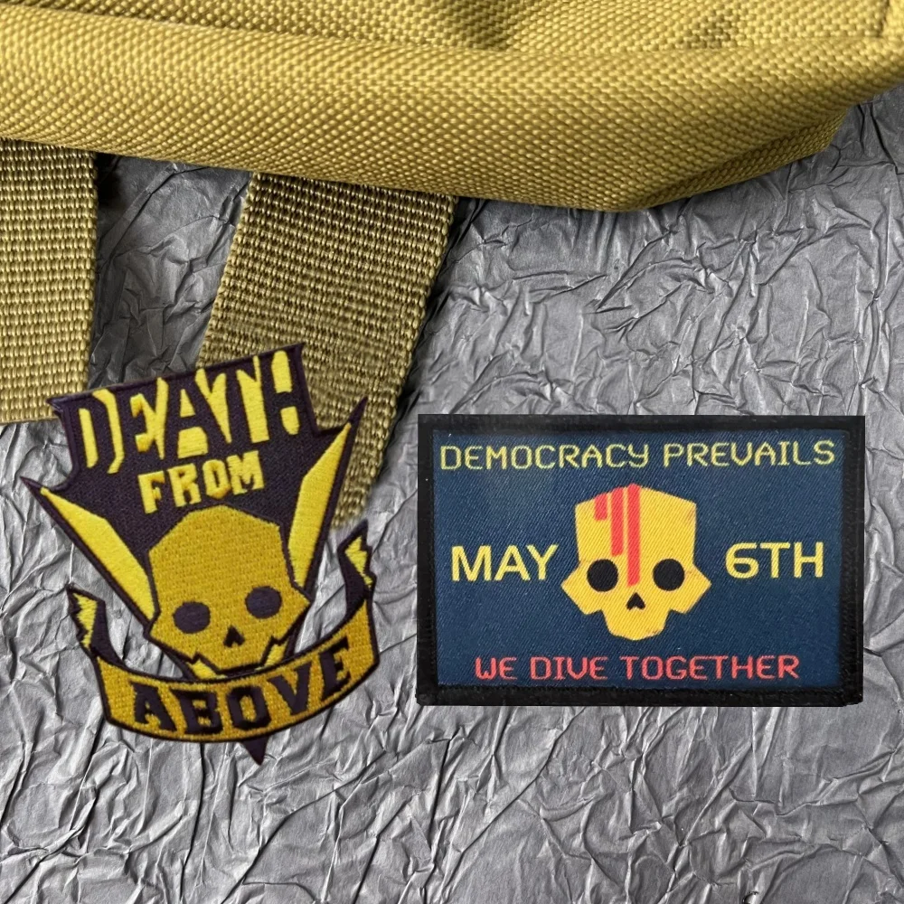 Death From Above Skull Military Tactical Patches Hook and Loop Patch Backpack Stickers for Clothes Badges