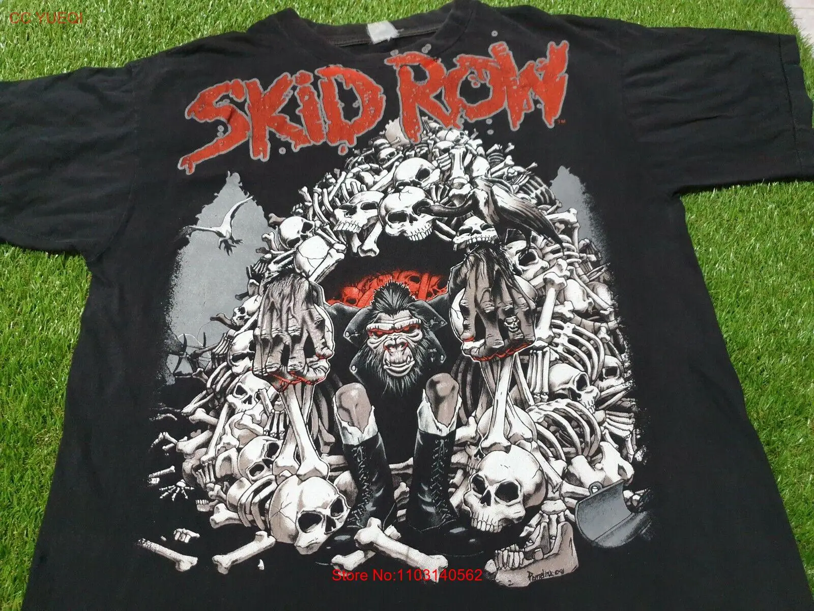 Rare Vintage 1991 Skid Row Concert T Shirt Slave To The Grind Skulls XL