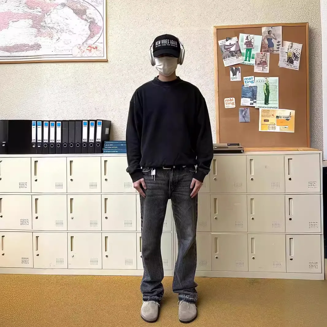 

Straight Slim Washed Jeans With Micro Flare And Water Ripple Designer Grey Jeans High Stretch Casual Spring Autumn Pencil Pants