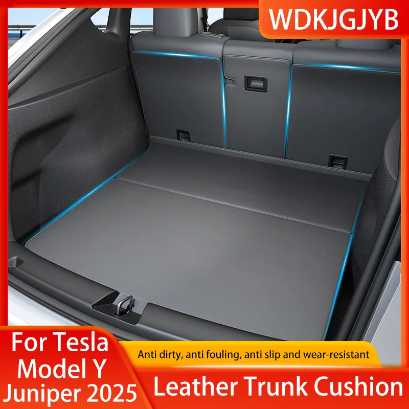 

Для нового Tesla Model Y Juniper 2025+ кожаные коврики для багажника, защитная накладка на заднее сиденье, спинка, всепогодная подкладка для домашних животных, противоударная накладка