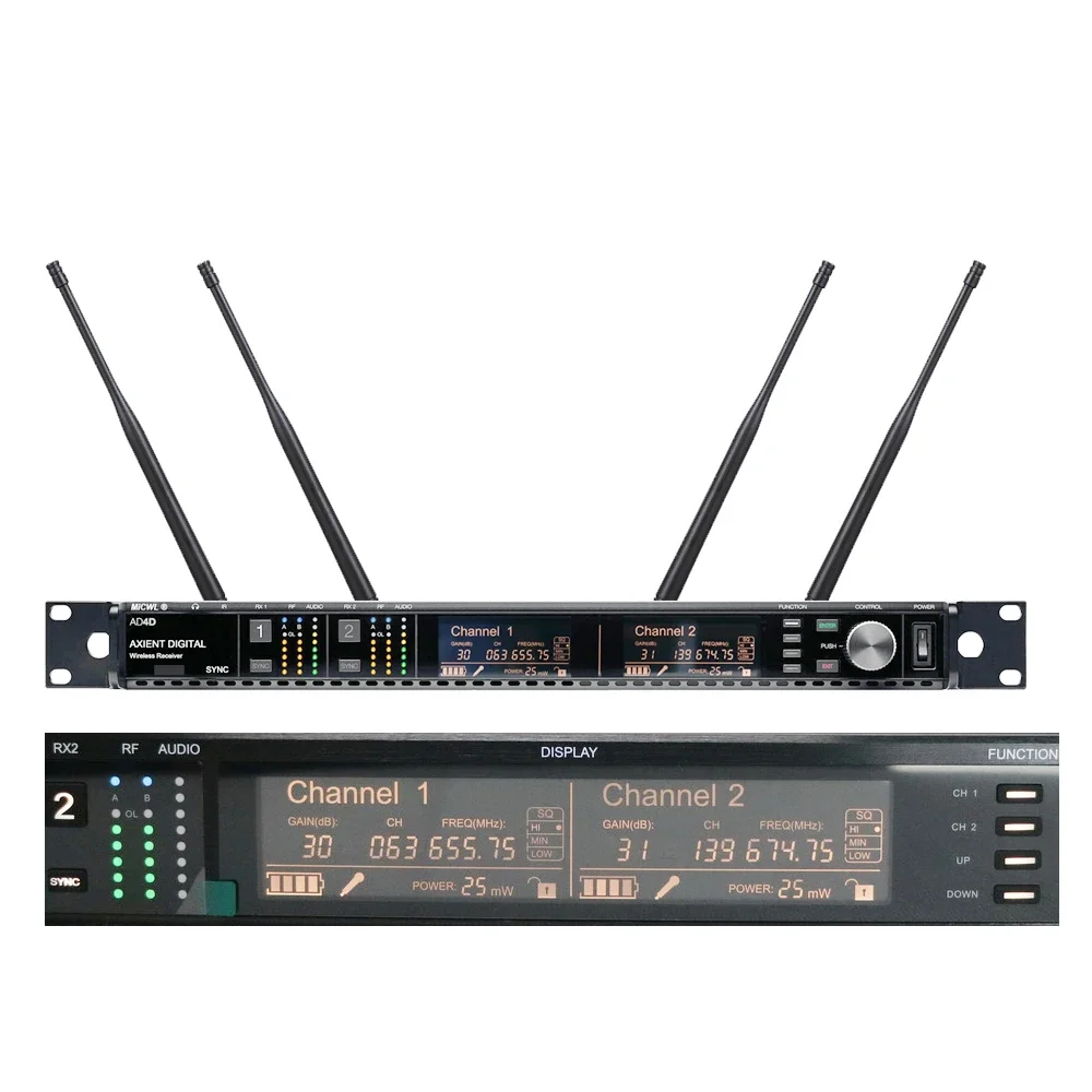 プロフェッショナルWCM16ブラックカーディオイドヘッドセットボーカルAD4DワイヤレスマイクシステムUHFデュアルチャンネルトゥルーダイバーシティ