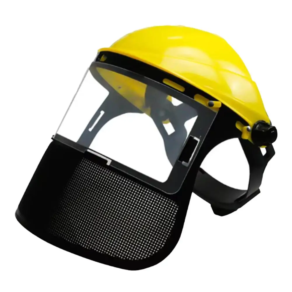 Garden Grass Trimmer Safety Helmet Hat With Full Face Mesh Protective Mask For Logging Brush Cutter Weeding Cap Protective Visor
