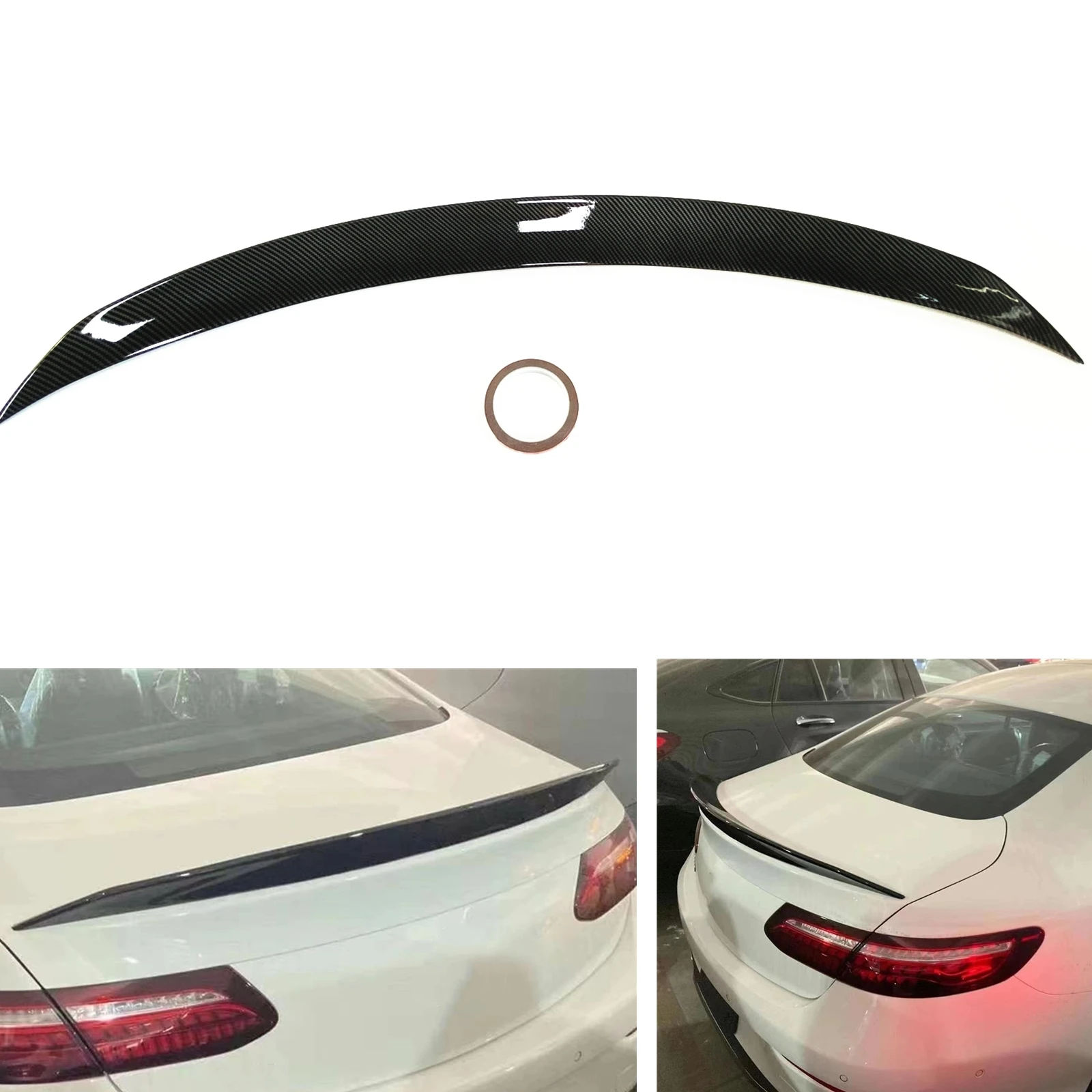 

Rear Spoiler Wing For Mercedes Benz E-Class COUPE 2 Door 2018-2021 E300 E400 E450 Carbon Fiber Look Car Trunk Splitter Trim Lip