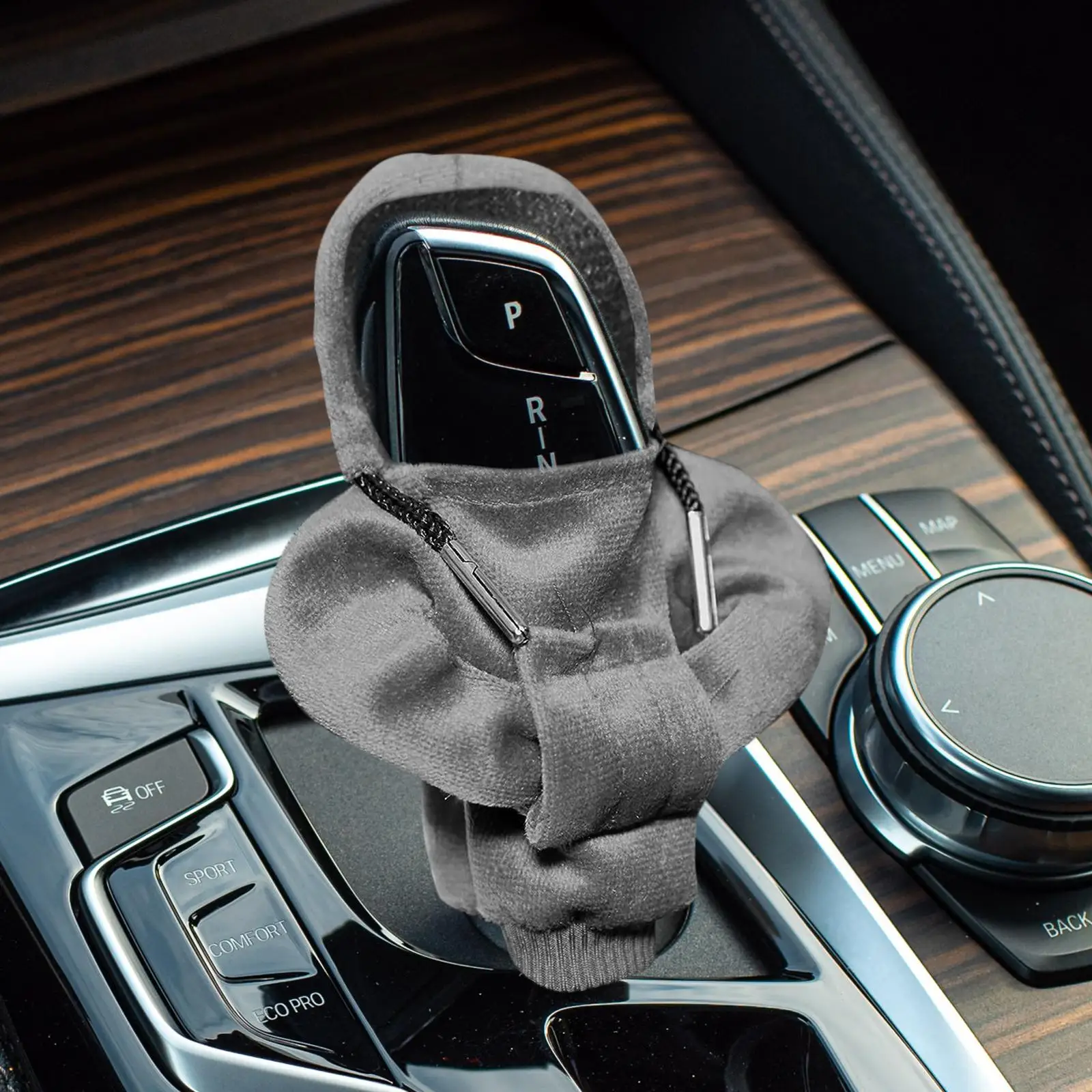 Car Shifter Knob Cover Funny Hoodie Sweatshirt Easy to Install Interior Accessories Cool Anti Slip Gray Shifter Protector