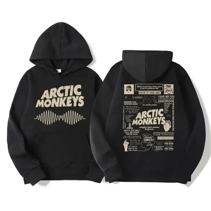 Erkekler Kadınlar için Harajuku Hip Hop Kapüşonlular Kazak Moda Trendi Stil Retro Arctic Monkeys Müzik Turu Çift Taraflı Baskı Kapüşonlular