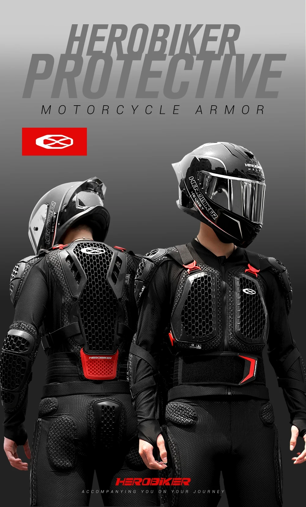 Offroad-Motorradrüstung mit Sturzschutz für Brust und Rücken, atmungsaktive und verschleißfeste Motorradjacke und -hose. – Detail 1