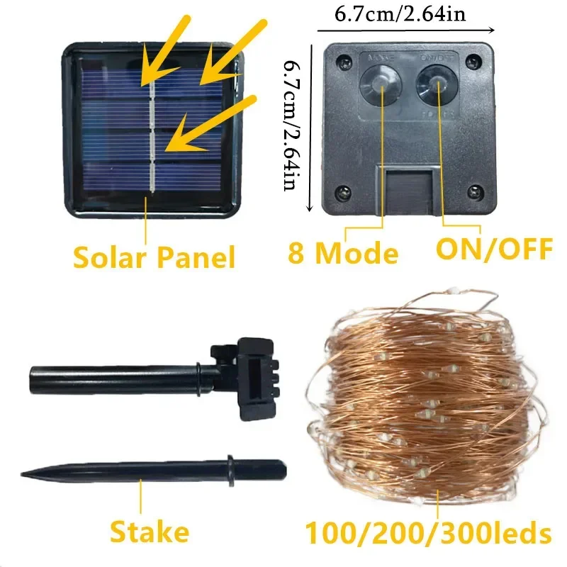 الشمسية LED الأسلاك النحاسية ضوء في الهواء الطلق حديقة الجنية سلسلة ضوء وميض مصباح ل فناء شجرة حفل زفاف التخييم 4/7/12/22/32 متر
