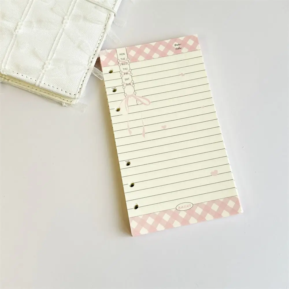 50Sheets A6 Loose Leaf Refill Paper Goose Bowknot Inner Refill Spiral Binder Paper 6-hole Ballet Shoes