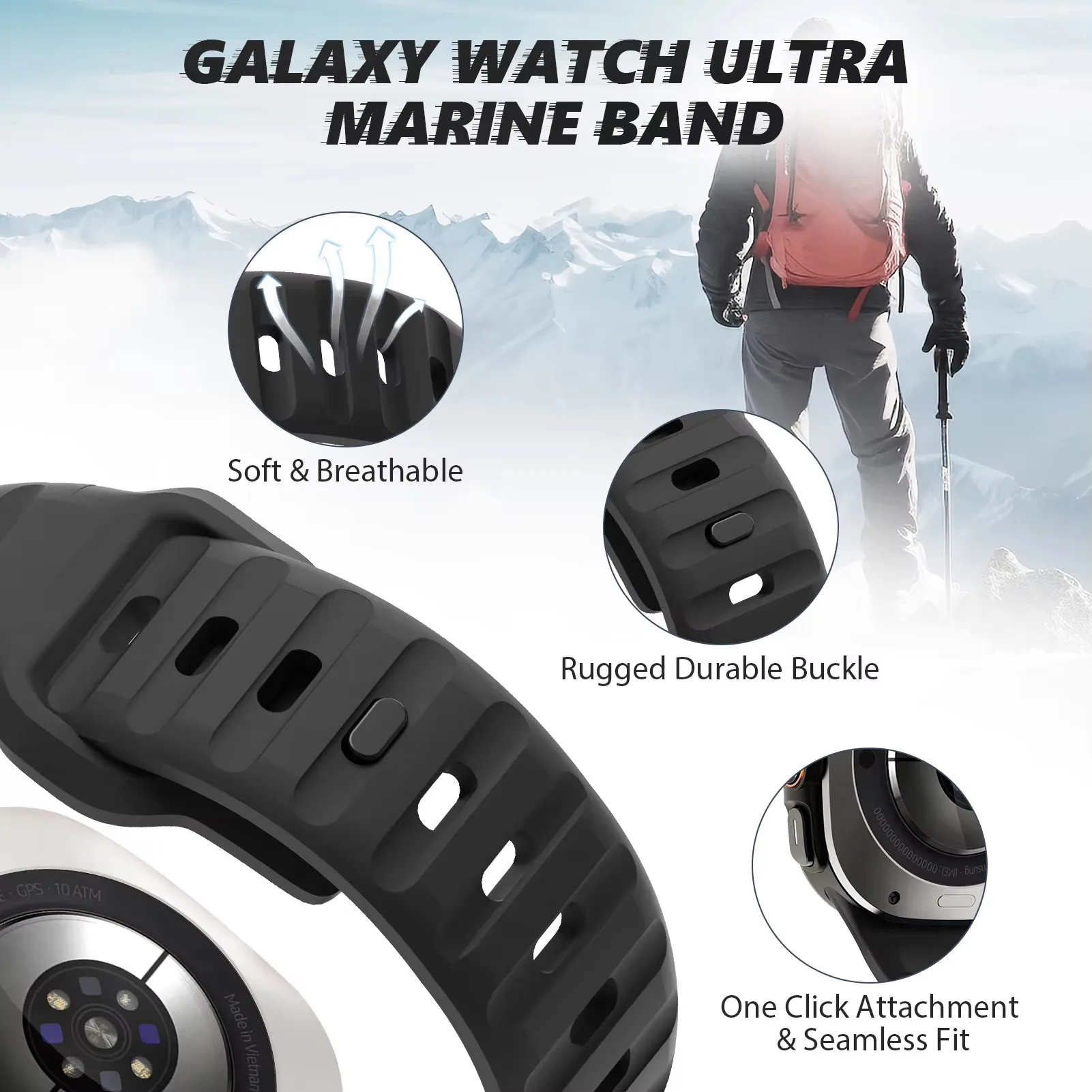 Tali jam tangan Samsung Galaxy, silikon olahraga tanpa celah, pita Ultra 47mm untuk jam tangan gelang pengganti Ultra